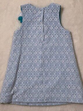 Marmellata Little Girl White eyelet Dress, toddler size 2T. Blue lining. Cotton
